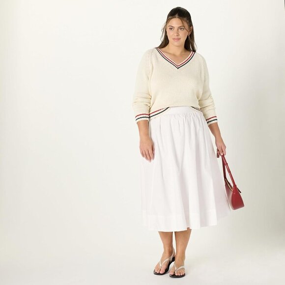Women's Arlo Voluminous Cotton Poplin Midi Skirt - Picture 7 of 7